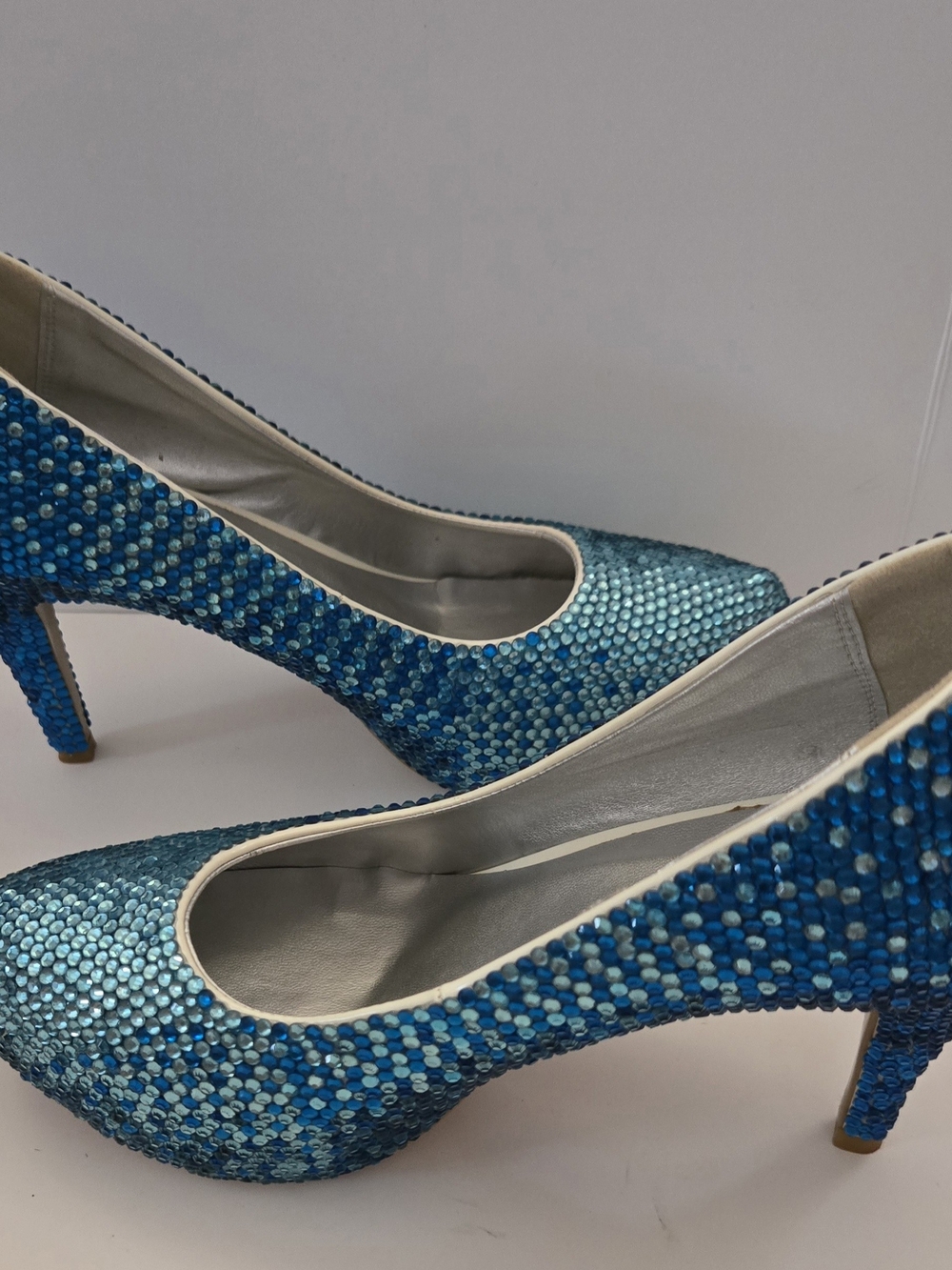 Marc Defang Custom Made Sparkling Blue Ombre  Sequin High Heel Pumps for Women